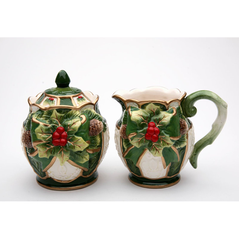 The Holiday Aisle Emerald Holiday Sugar and Creamer Set & Reviews Wayfair